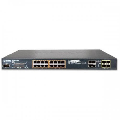 PLANET 16-Port 10/100/1000Mbps 802.3at PoE + 4-Port Gigabit TP / SFP Combo Managed Switch / WGSW-20160HP /