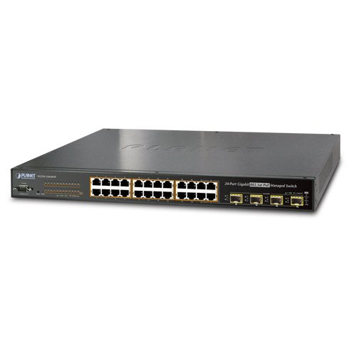 PLANET 24-Port 10/100/1000Mbps 802.3at PoE+ with 4 Shared SFP Managed Switch / WGSW-24040HP4 /