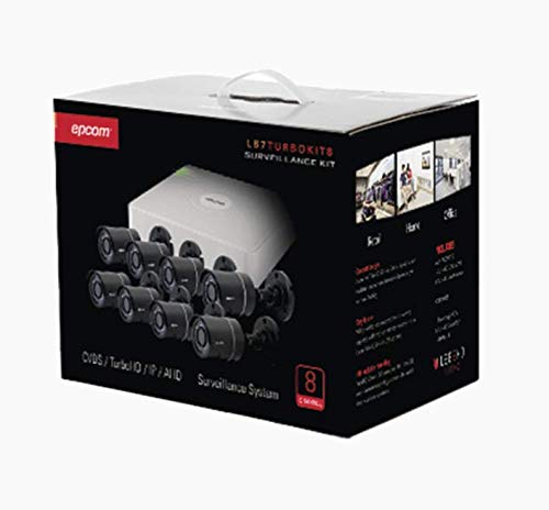 All in One CCTV Kit/Includes 720p DVR/Hik-Connect P2P / 8 Bullet Cameras/Power Supply and 8 Video and Power Cables (59ft)