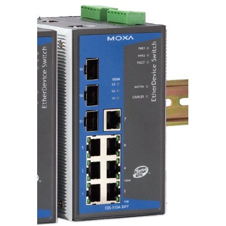 Moxa Group - EDS-510A-3SFP-T - Industrial 3x SFP, 7x10/100BaseT(X) Managed Switch