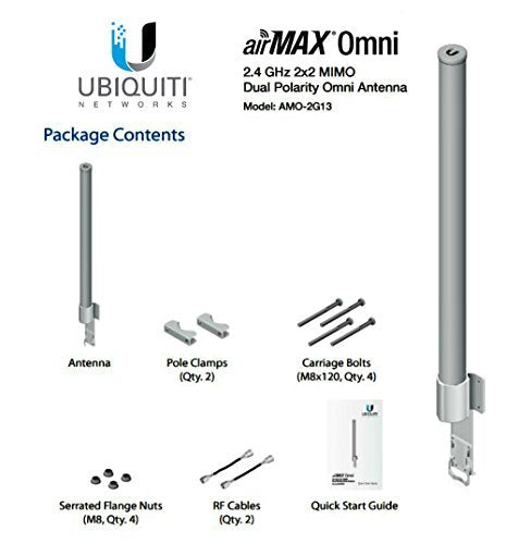 UBIQUITI NETWORKS AMO-2G13 Ubiquiti AMO-2G13, 2.4GHz 2x2 13dBi AirMax Omni Antenna Integrat AMO-2G13