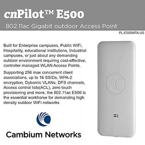 Cambium E500 (FCC) Outdoor 2x2 MIMO Integrated Gigabit 11ac AP with PoE Injector