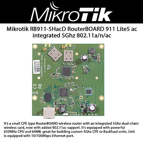 Mikrotik RB911-5HacD-US CPE type RouterBOARD wireless router integrated 5Ghz dual-chain wireless card, 802.11a/n/ac, 10/100Mbps Ethernet port