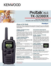 Load image into Gallery viewer, Kenwood TK-3230DX Portable UHF Business Two-way Radio, 4-Digit 7-Segment LCD with Backlight, SELCALL - fleetSync PTT ID and Caller ID Display, 56 Programmable Pre-stored Frequencies, Black