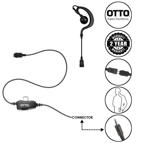 OTTO LOC 1-Wire Surveillance Adjustable Earbud Earpiece for Kenwood PKT Series Two Way Radios