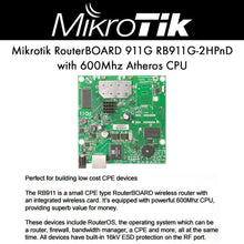 Load image into Gallery viewer, Mikrotik RouterBOARD 911G, RB911G-2HPnD built-in 2.4Ghz 11b/g/n Gigabit OSL3